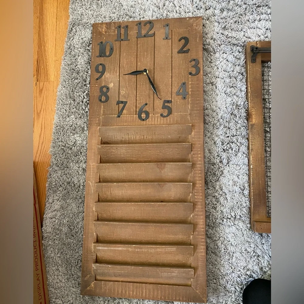 Wood clock farmhouse shutters